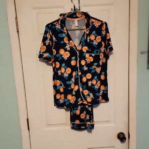 Floral and Fruit Print Pajama Set